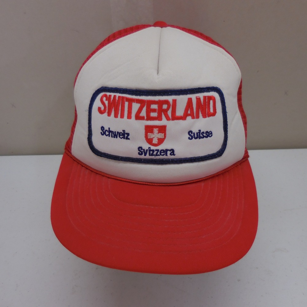 Switzerland Souvenir Trucker Hat Red White Mesh Snapback Schweiz Suisse‎ Cap
